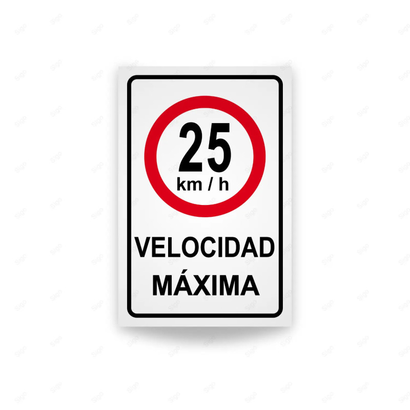 Rótulo Vial Reglamentario - Velocidad Máxima 25 Km/h | Cod. SR - 8