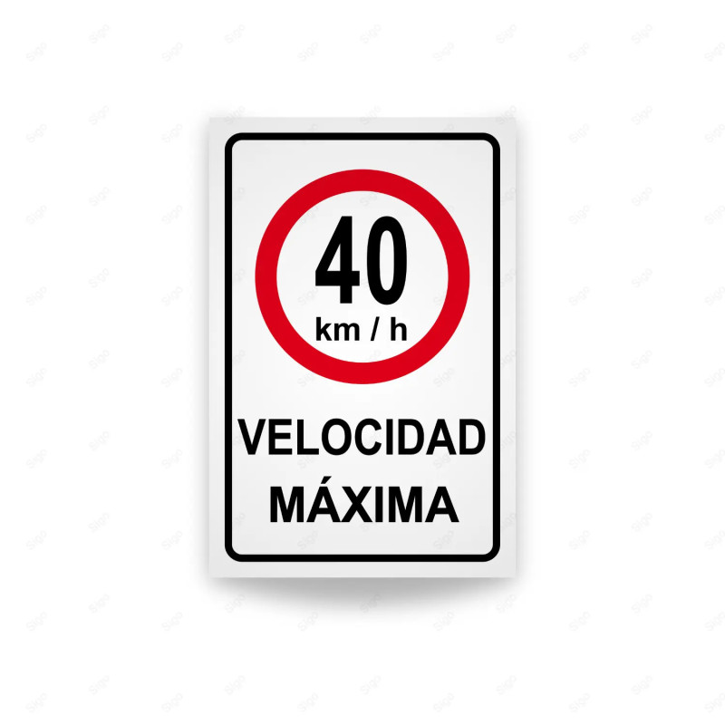 Rótulo Vial Reglamentario - Velocidad Máxima 40 Km/h | Cod. SR - 10