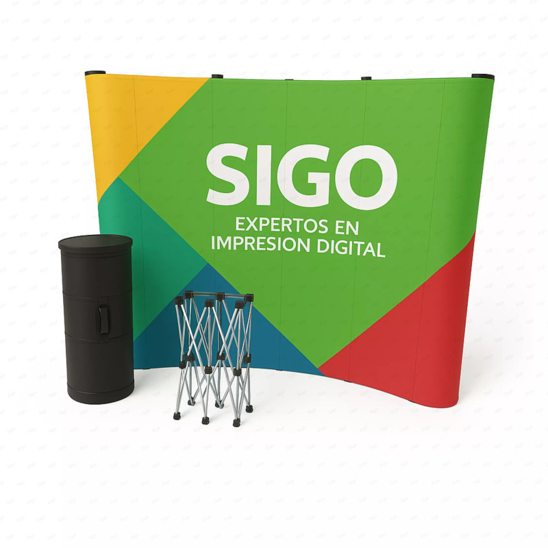 ‣ Pared Promocional Curva 280x230 cm | SIGO