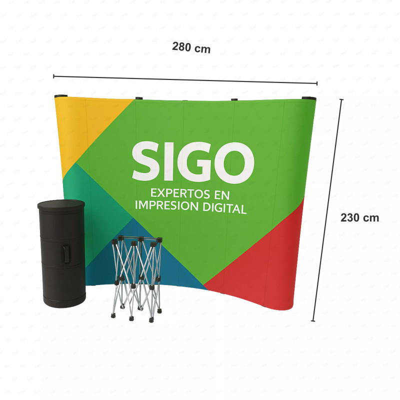 ‣ Pared Promocional Curva 280x230 cm | SIGO