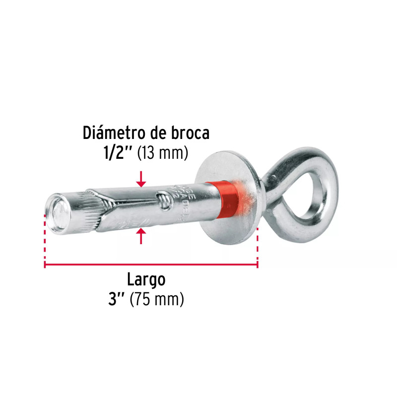 ‣ Perno Expansivo Ø 1/2" x 3" | Armella Cerrada Fiero