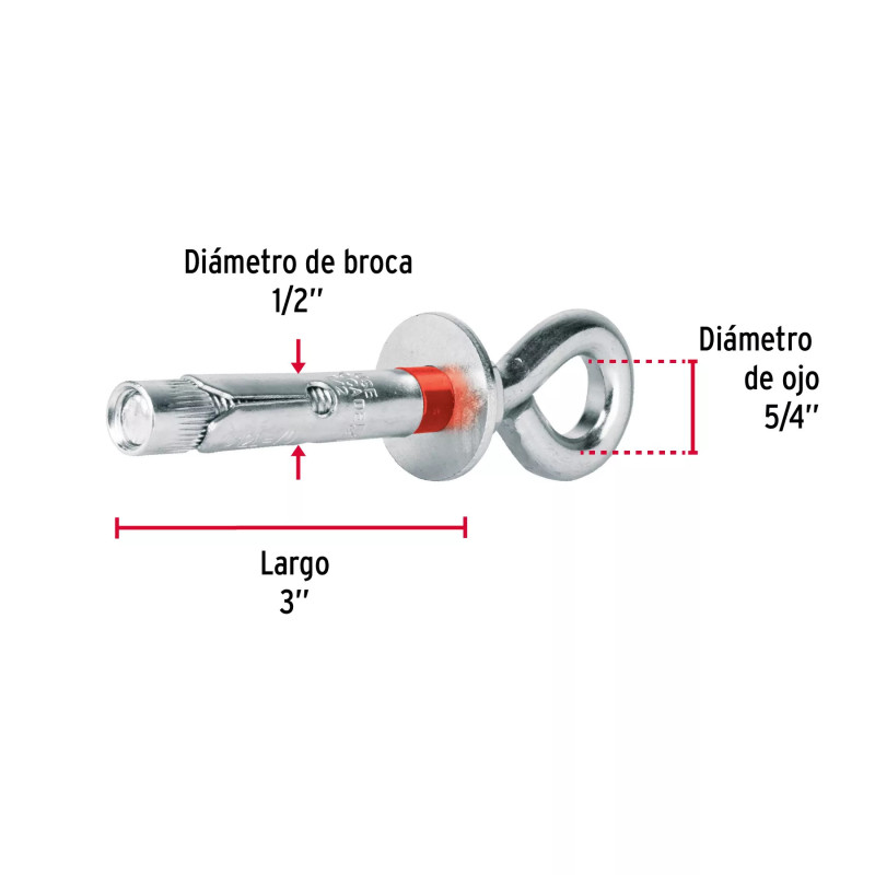 ‣ Perno Expansivo Ø 1/2" x 3" | Armella Cerrada | Fiero
