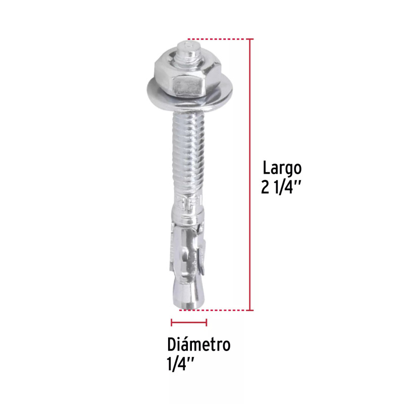 ‣ Caja de 100 taquetes arpón 1/4"x2-1/4" FIERO | Fiero