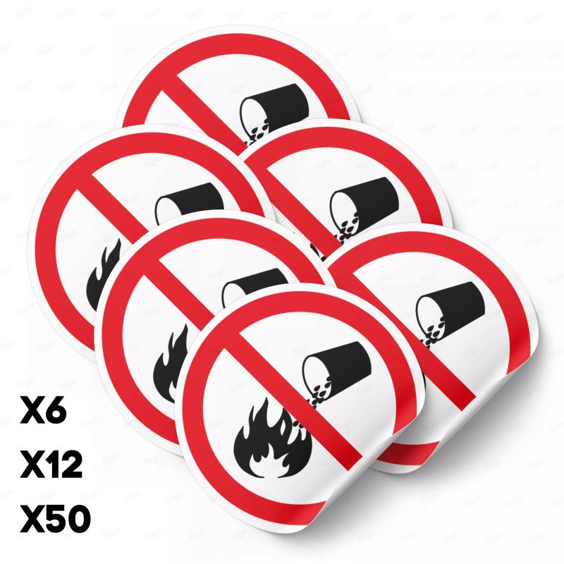 Calcomanía de Prohibición No Extinguir con Agua| PR-1013