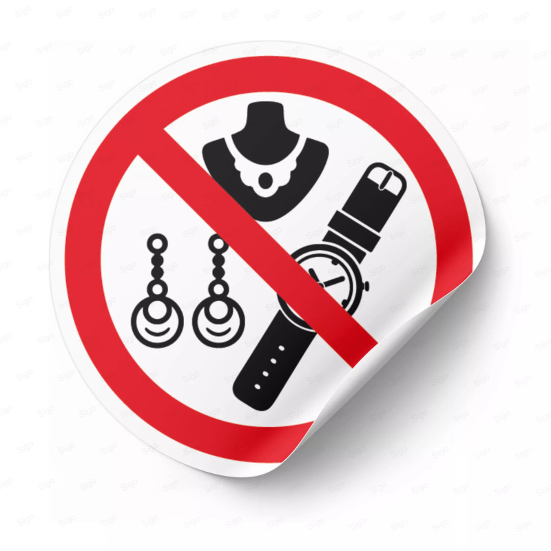 Calcomanía de Prohibición Artículos Metálicos o Relojes Prohibidos | PR-1043