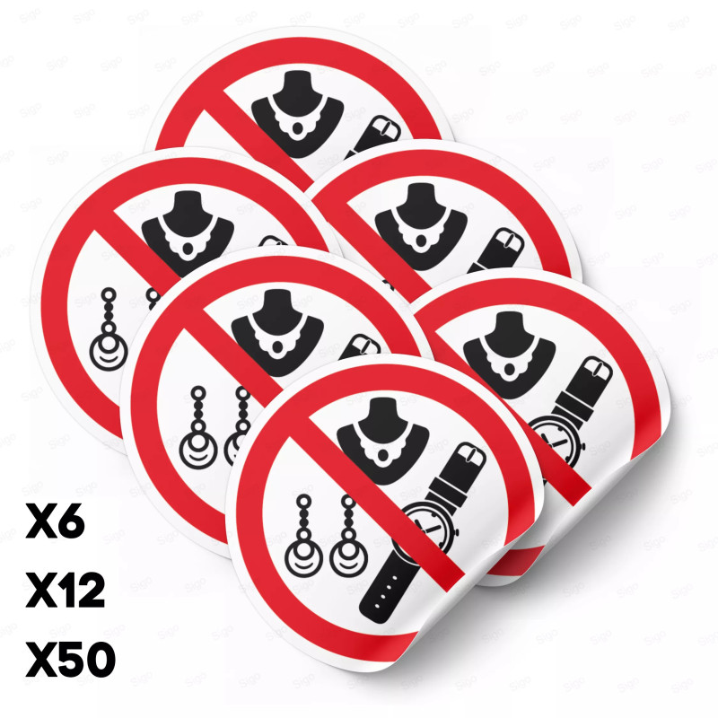 Calcomanía de Prohibición Artículos Metálicos o Relojes Prohibidos | PR-1043