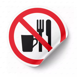 ‣ Calcomanía Prohibido Comer o Beber | SIGO