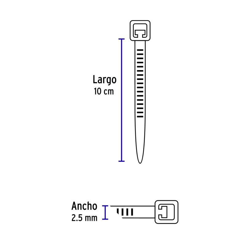 ‣ Bolsa 1000 Cinchos Plásticos 18 Lb, 100X2.5 Mm, Negros | Volteck