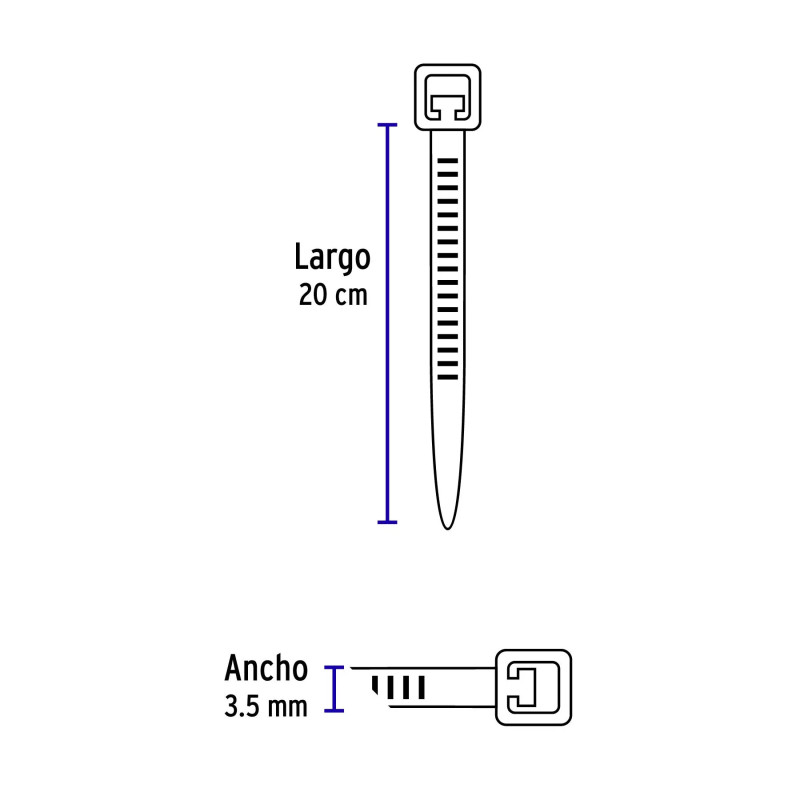 ‣ Bolsa 1000 Cinchos Plásticos 40Lb 200X3.5 Mm Naturales | Volteck