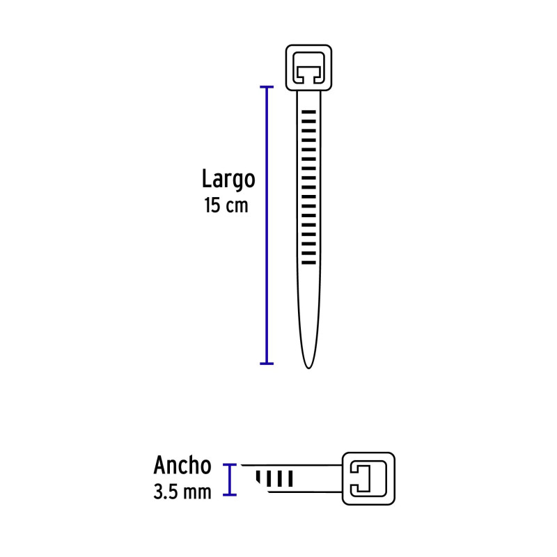 ‣ Bolsa 1000 Cinchos Plásticos 40Lb, 150X3.5Mm | Volteck