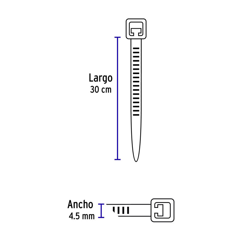 ‣ Bolsa 1000 Cinchos Plásticos 50 Lb, 300X4.5 Mm | Volteck