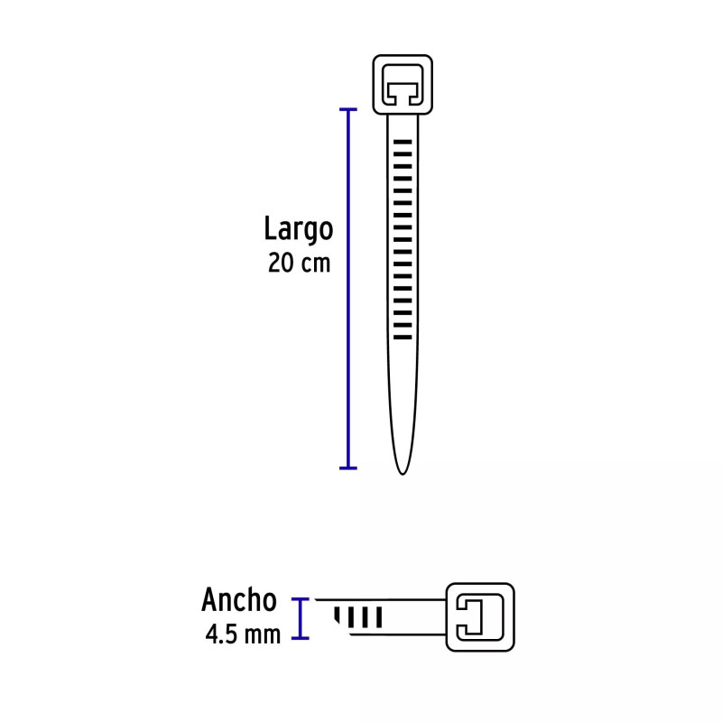 ‣ Bolsa 1000 Cinchos Plásticos 50Lb, 200X4.5 Mm | Volteck