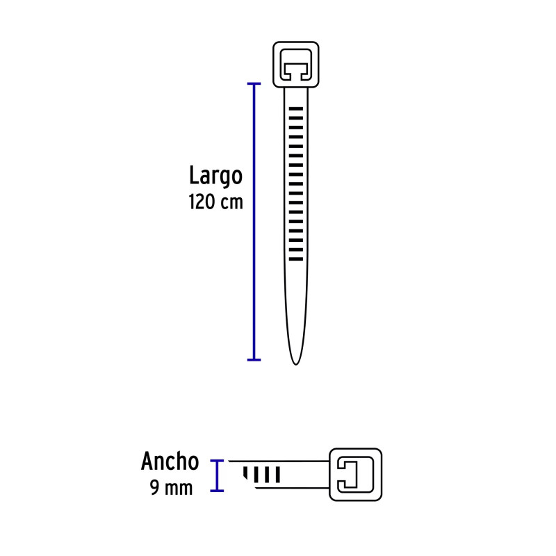 ‣ Bolsa 10 Cinchos Plásticos 175 Lb, 1200X9 Mm | Volteck