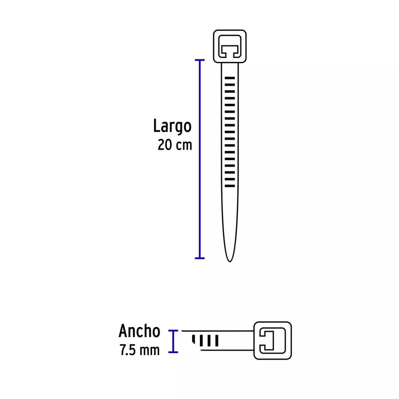 ‣ Bolsa C/10 Cinchos Plásticos 120 Lb, 200 X 7.5 Mm... | Volteck