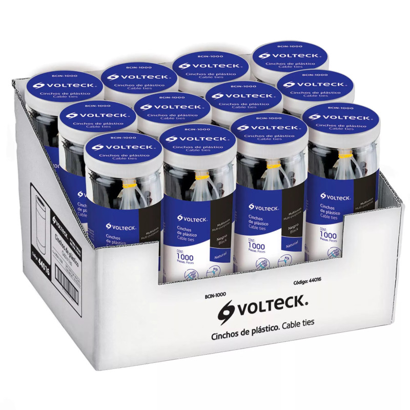 ‣ Bote 1000 Cinchos Plásticos Negros y Naturales | Volteck