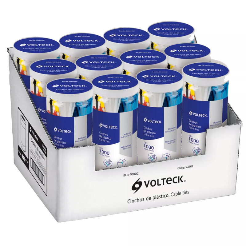 ‣ Bote 1000 Cinchos Plásticos Colores Surtidos | Volteck