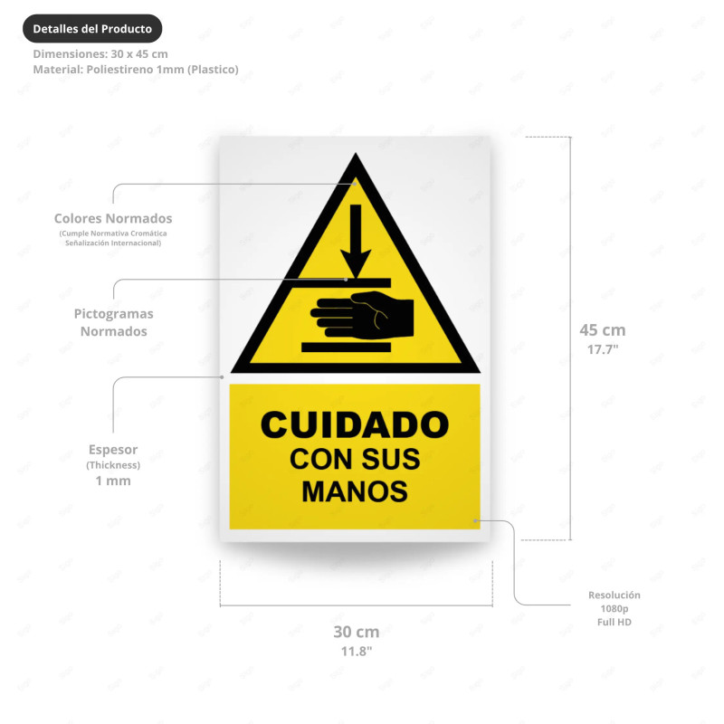 ‣ Rótulo Atención: Cuidado con sus manos... | SIGO