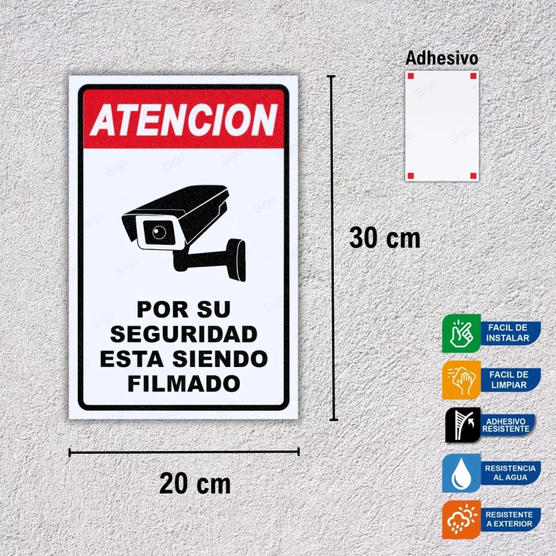 Rótulo Cámara de Seguridad, Señales de Atención