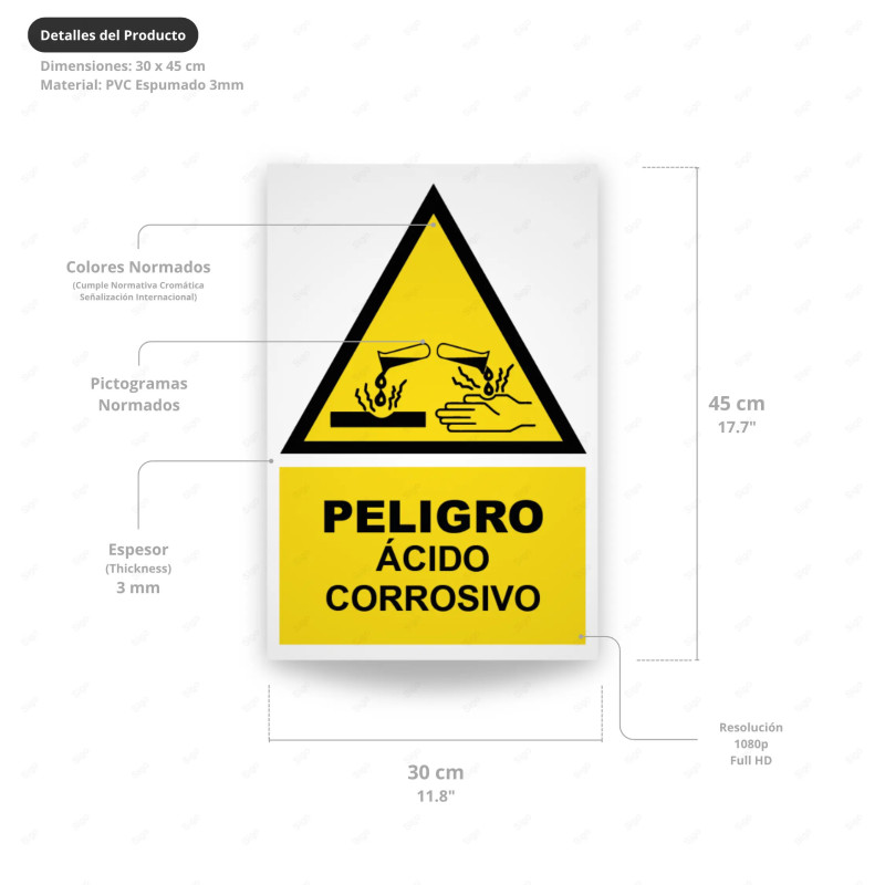 ‣ Rótulo Atención: Peligro Ácido Corrosivo... | SIGO