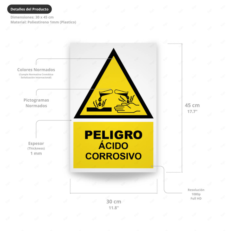 ‣ Rótulo Atención: Peligro Ácido Corrosivo... | SIGO