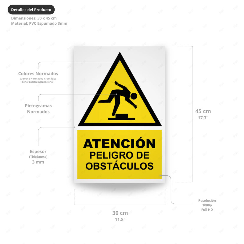‣ Rótulo Atención: Peligro de Obstáculos... | SIGO