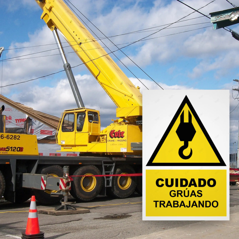 ‣ Rótulo Atención: Cuidado Grúas Trabajando... | SIGO