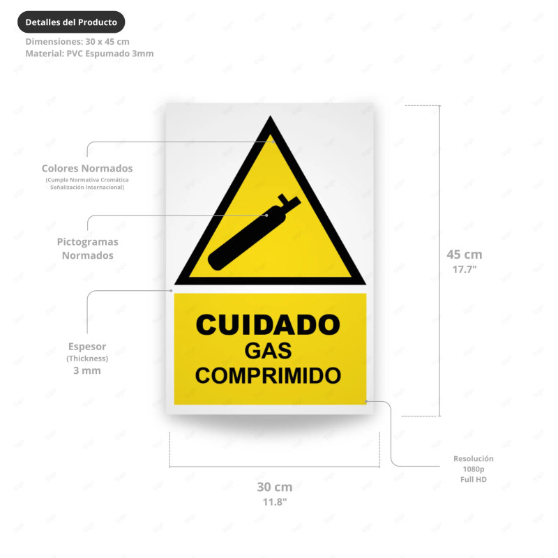 ‣ Rótulo - Cuidado gas comprimido... | SIGO