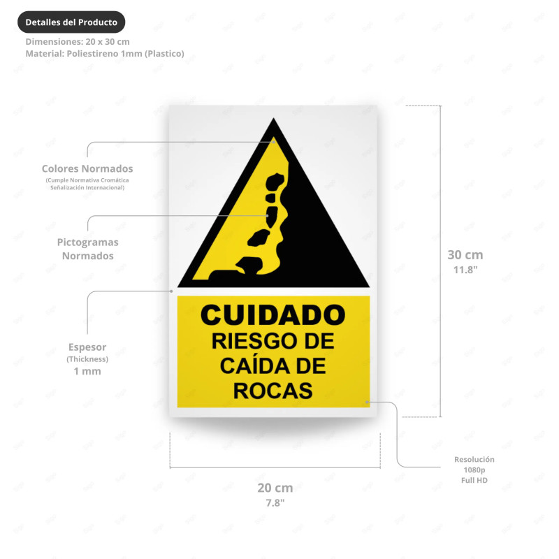 ‣ Rótulo: Cuidado riesgo de caída en rocas... | SIGO