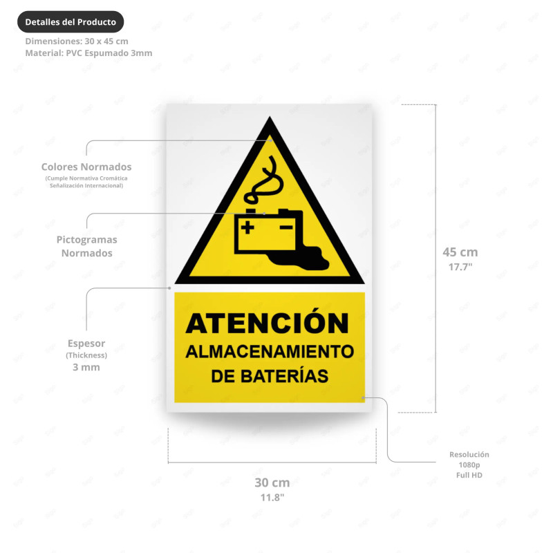 ‣ Rótulo Atención: Almacenamiento de Baterías | SIGO