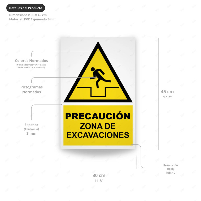 ‣ Rótulo Precaución: Zona Excavaciones... | SIGO