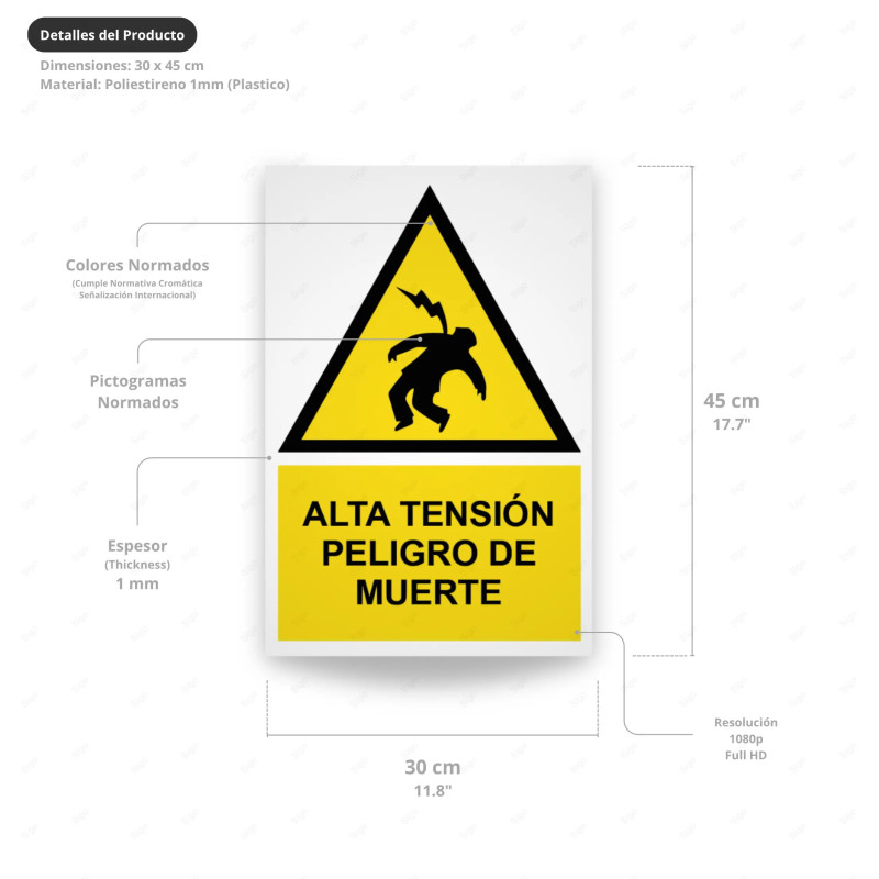 ‣ Rótulo Atención Alta Tensión - Peligro de Muerte | SIGO
