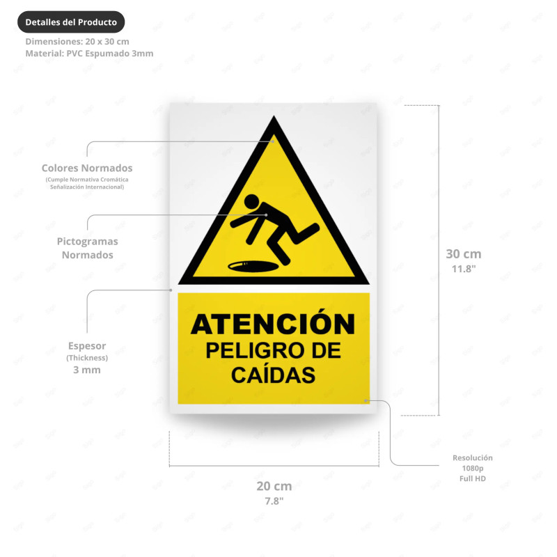 ‣ Rótulo Atención - Peligro de Caídas... | SIGO