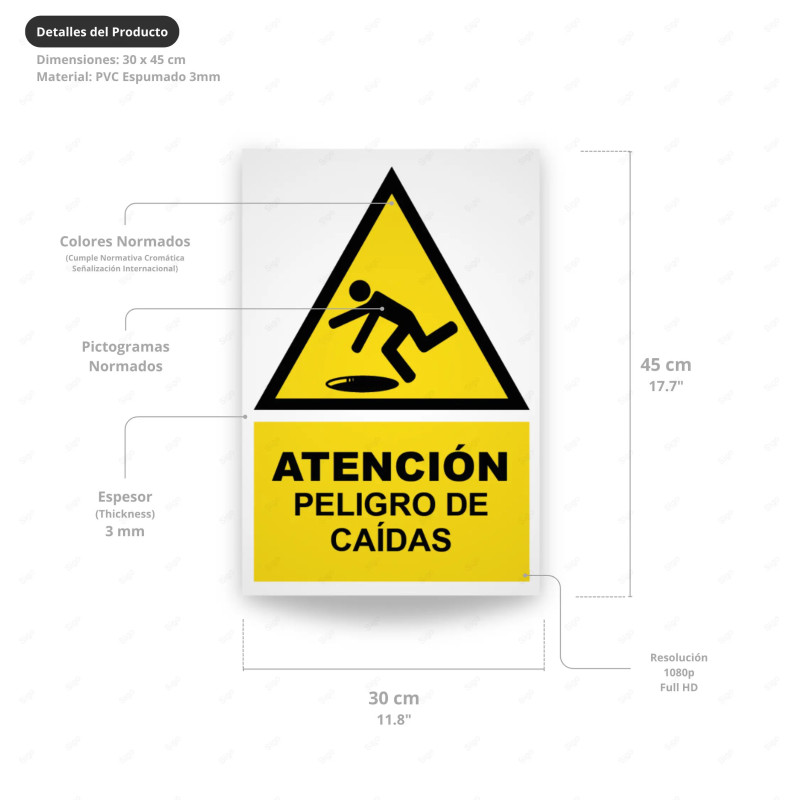 ‣ Rótulo Atención - Peligro de Caídas... | SIGO