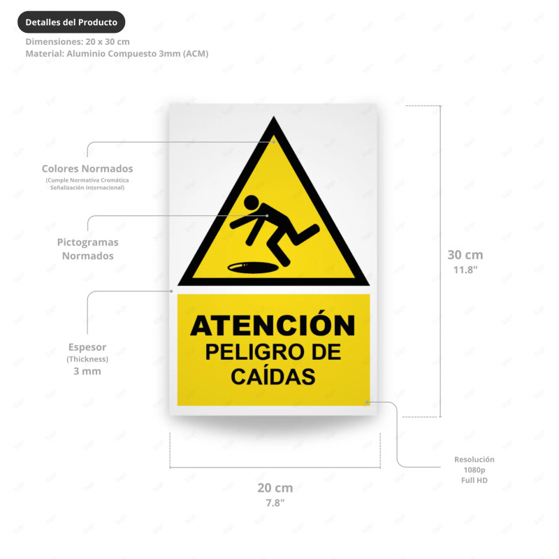 ‣ Rótulo Atención - Peligro de Caídas... | SIGO