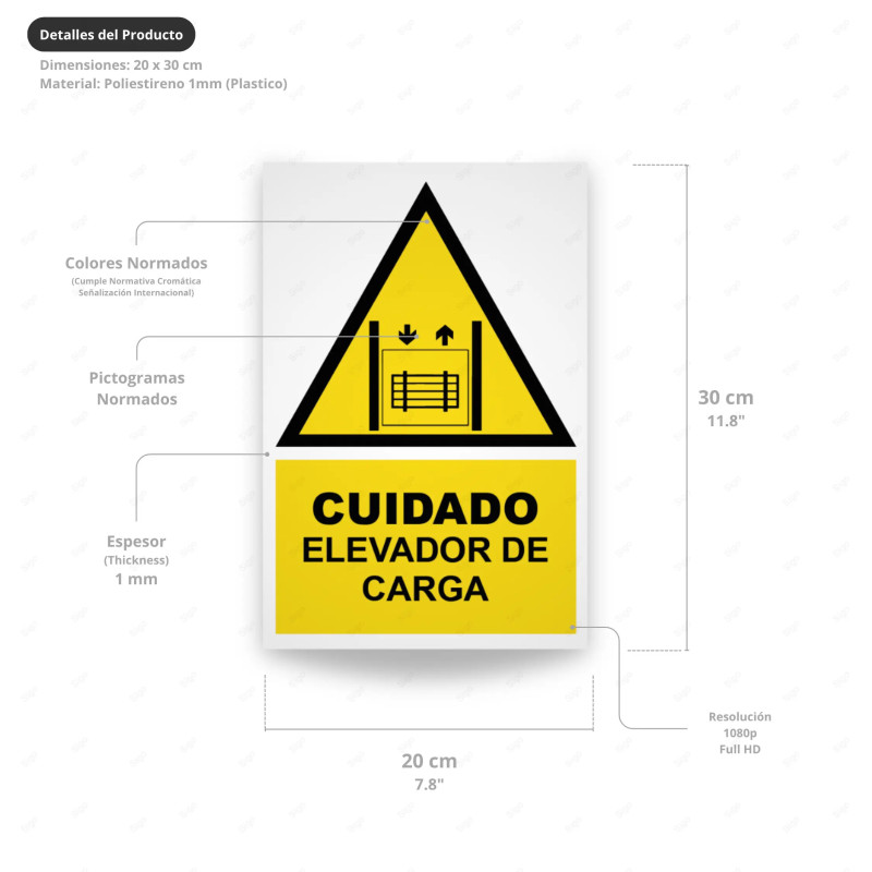 ‣ Rótulo Atención: Cuidado Elevador Carga... | SIGO