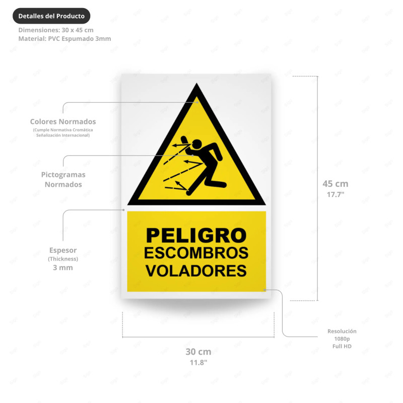 ‣ Rótulo Peligro Escombros Voladores | SIGO