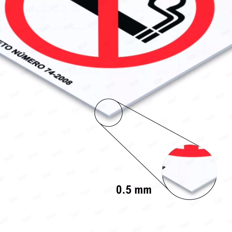Rotulo No Fumar (Decreto 74-2008), Señales de Prohibición