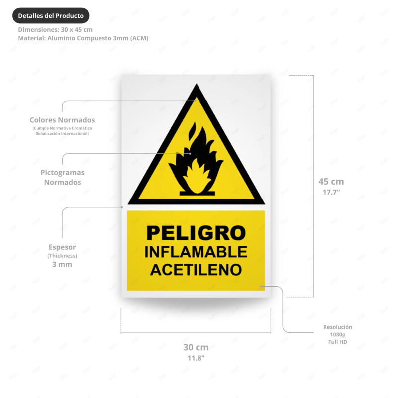 ‣ Rótulo Peligro: Inflamable Acetileno... | SIGO