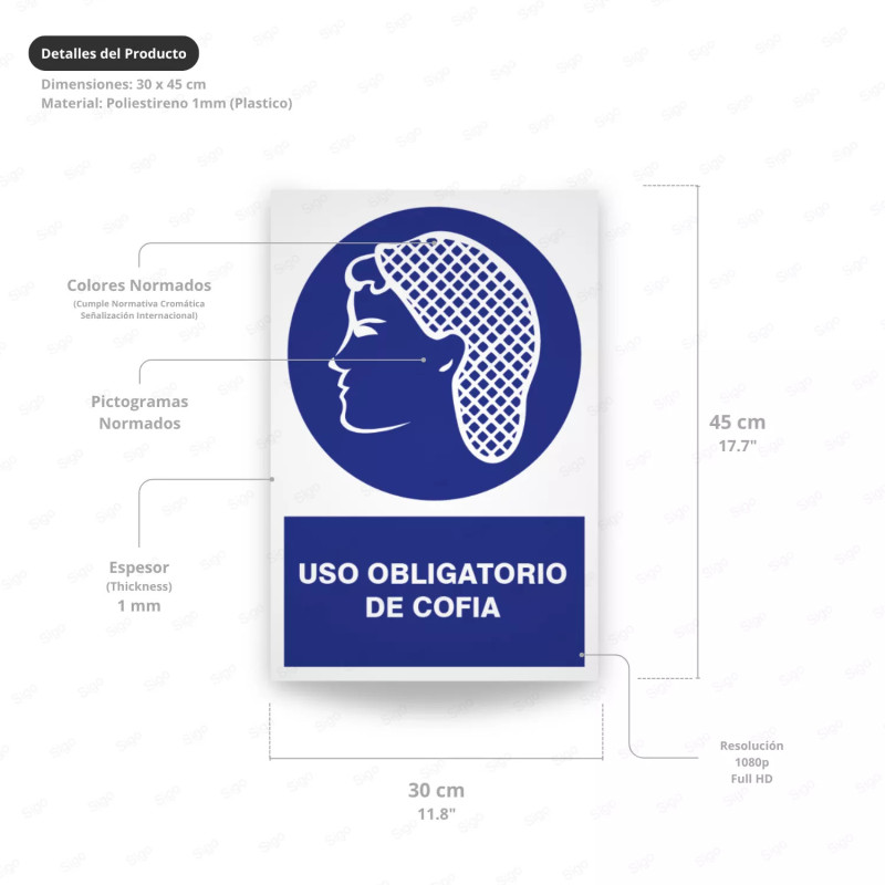 ‣ Uso obligatorio de cofia - Rótulo | SIGO