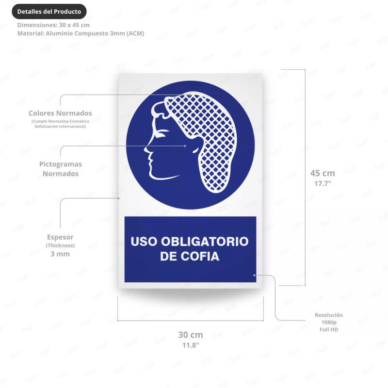‣ Uso obligatorio de cofia - Rótulo | SIGO