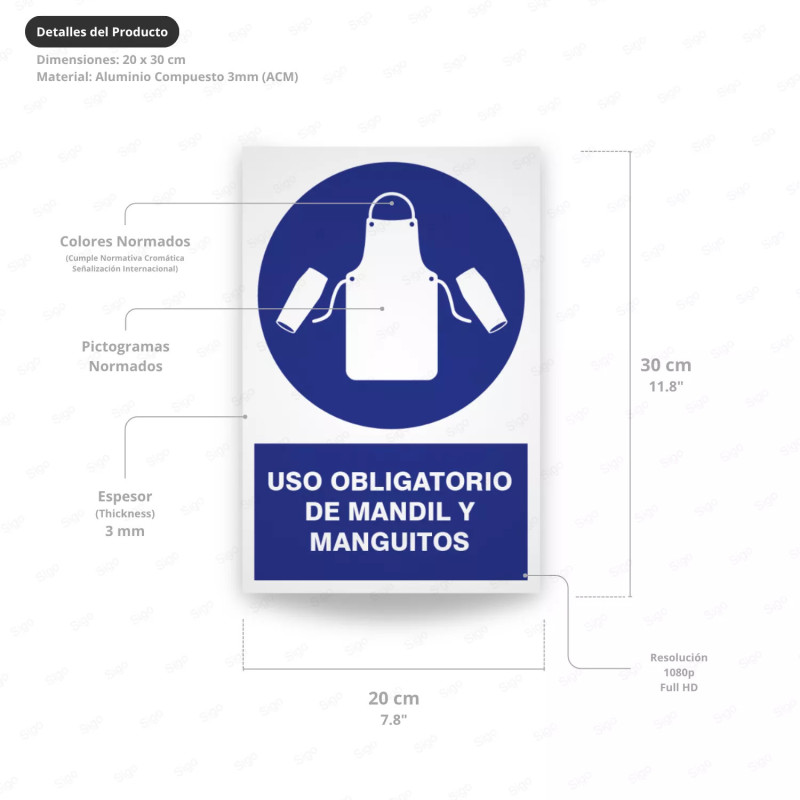 ‣ Rótulo: Uso obligatorio mantil y maguitos | SIGO