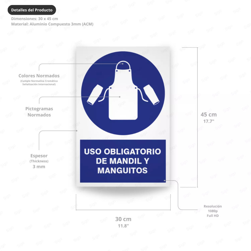 ‣ Rótulo: Uso obligatorio mantil y maguitos | SIGO