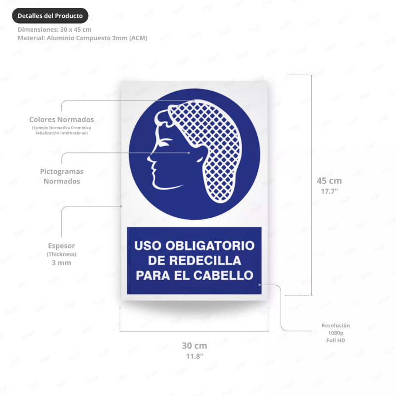 ‣ Uso obligatorio redecilla cabello - Rótulo | SIGO