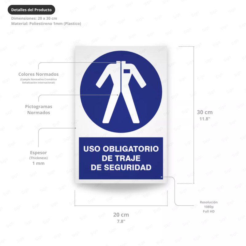 ‣ Uso obligatorio traje de seguridad rótulo | SIGO
