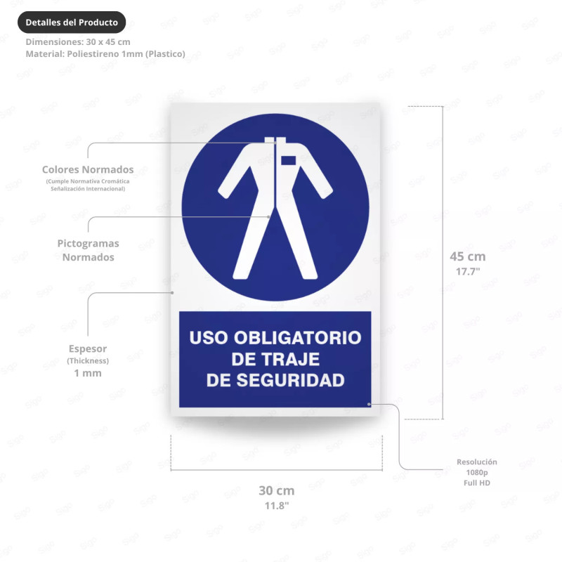 ‣ Uso obligatorio traje de seguridad rótulo | SIGO