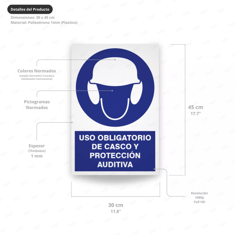 ‣ Rótulo Obligatorio: Casco y Protección Auditiva | SIGO