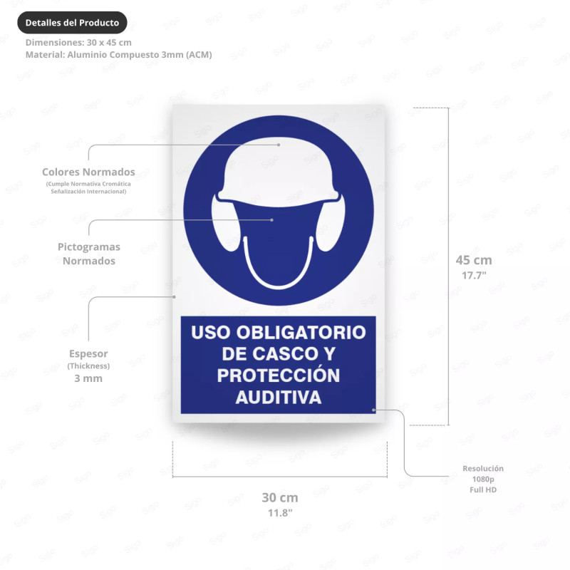 ‣ Rótulo Obligatorio: Casco y Protección Auditiva | SIGO