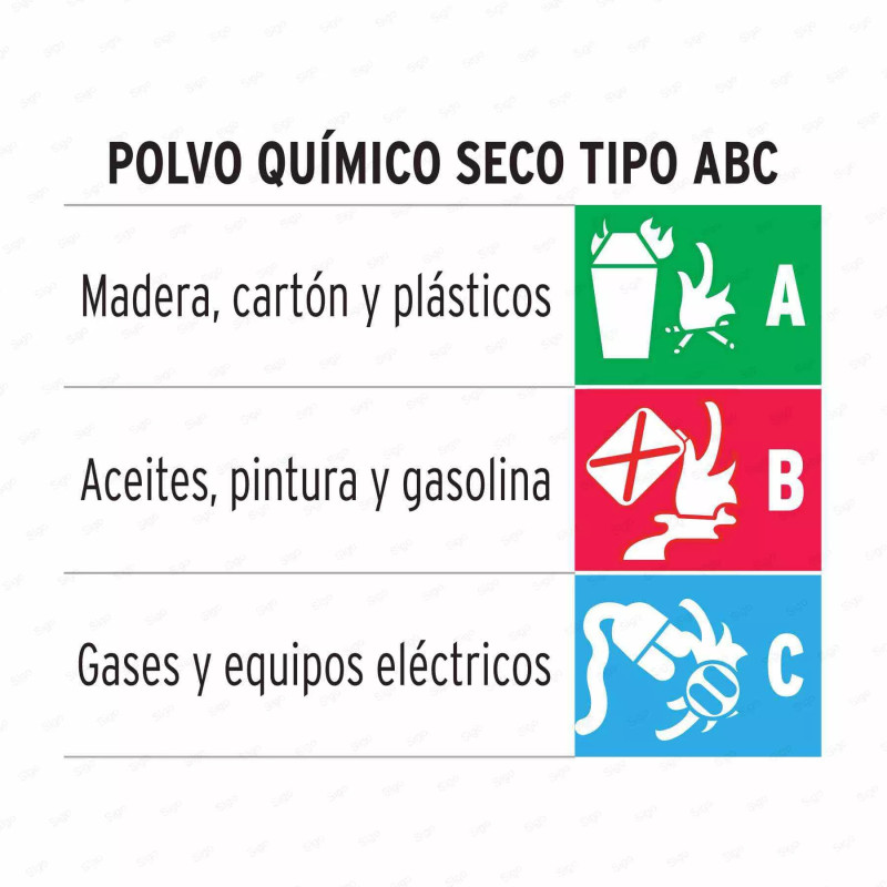 Extintor portátil recargable 1 kg, polvo tipo ABC, Truper
