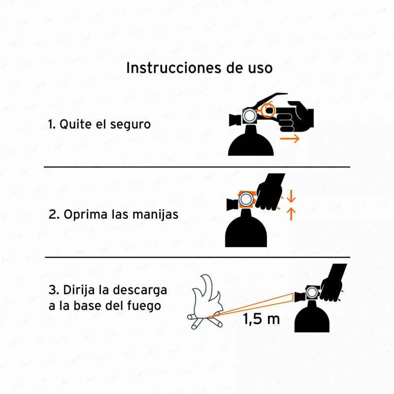 Extintor portátil recargable 1 kg, polvo tipo ABC, Truper