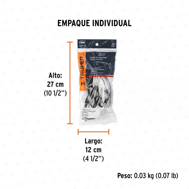 Lentes Seguridad Claros Antiempaño C/Cordón Ajustable, Sport